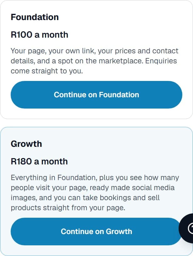 The plan buttons in the owner's Account tab