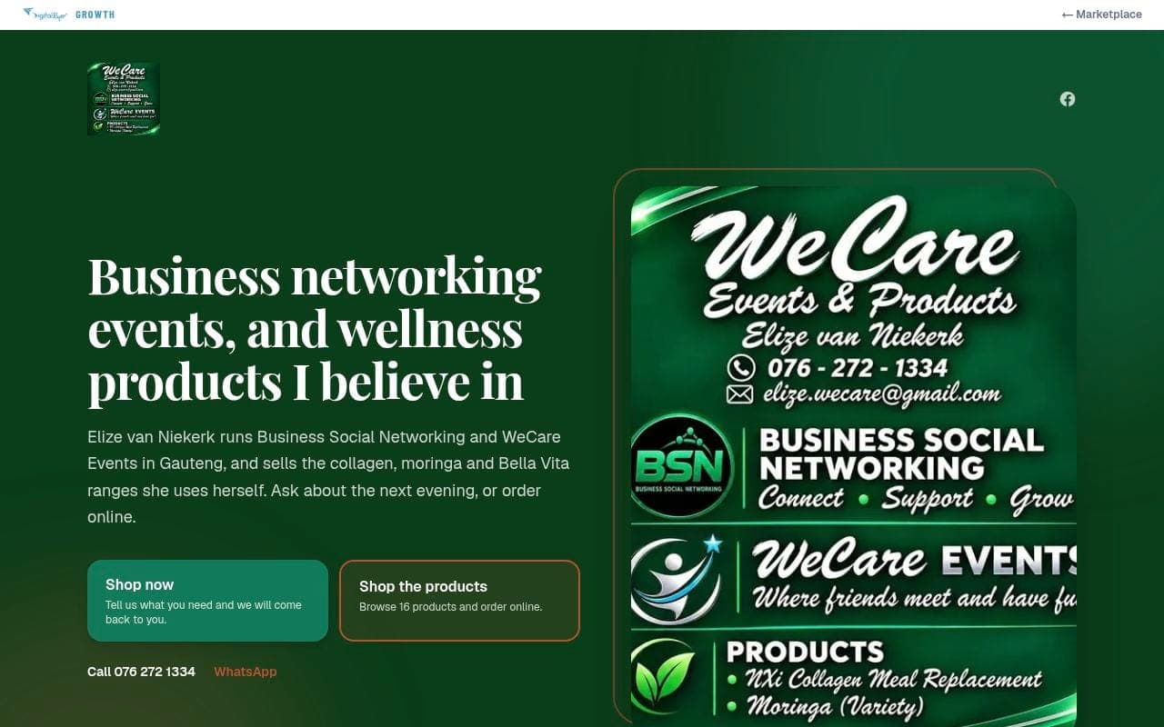 The WeCare Events & Products page